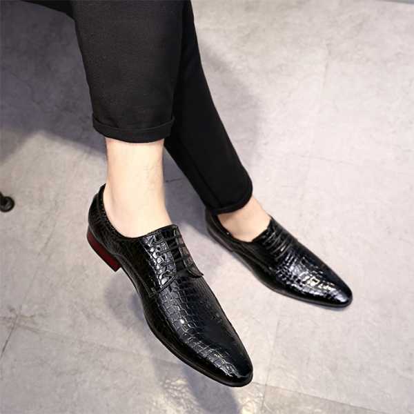 Men's Handmade Fashion Crocodile Pattern Leather Shoes