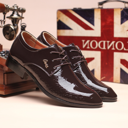 Men's Handmade Fashion Business Crocodile Pattern Leather Shoes