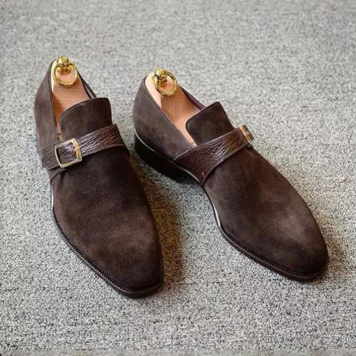 Handmade Men’s Suede & Leather Dress Formal Shoes