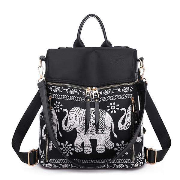 Women National Elephant Backpack PU Leather Shoulder Bag