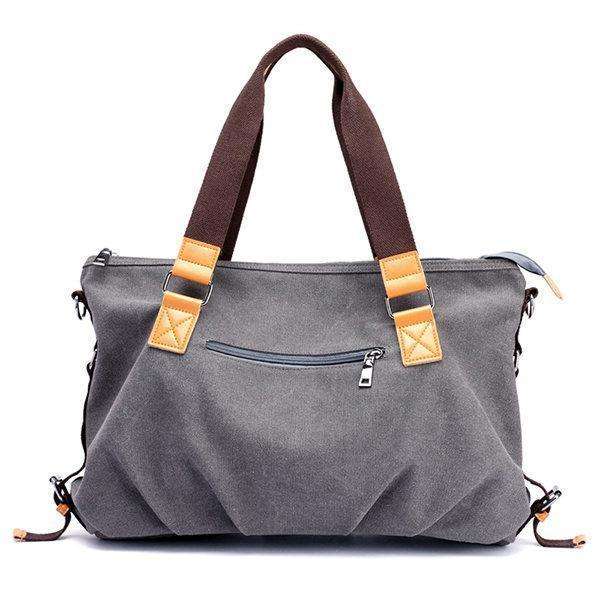 Women Canvas Solid Crossbody Bag Leisure Large Capacity Handbag