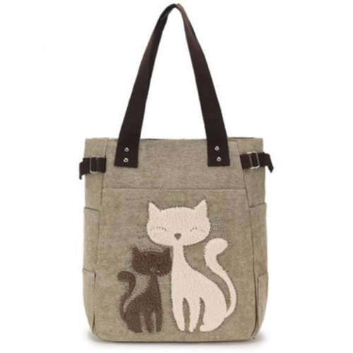 Casual Cute Cat Large Capacity Canvas Handbag Shoulder Bag