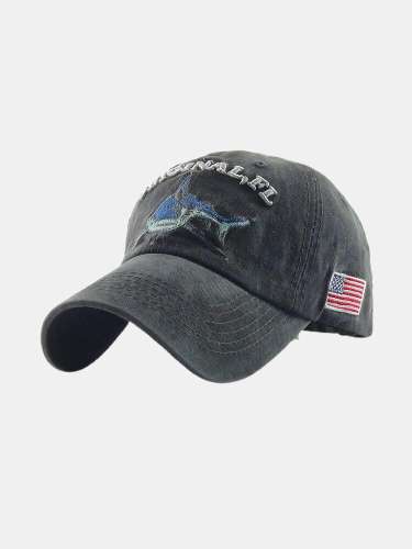 Baseball Cap Retro Sun Hat Shark Embroidery Hats