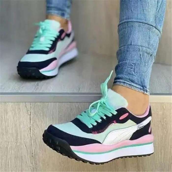 Casual Daily Wear Low-Top Contrast Color Lace-Up Fastening Walking Shoes