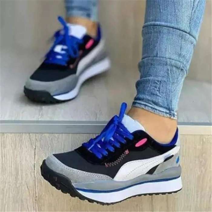 Casual Daily Wear Low-Top Contrast Color Lace-Up Fastening Walking Shoes