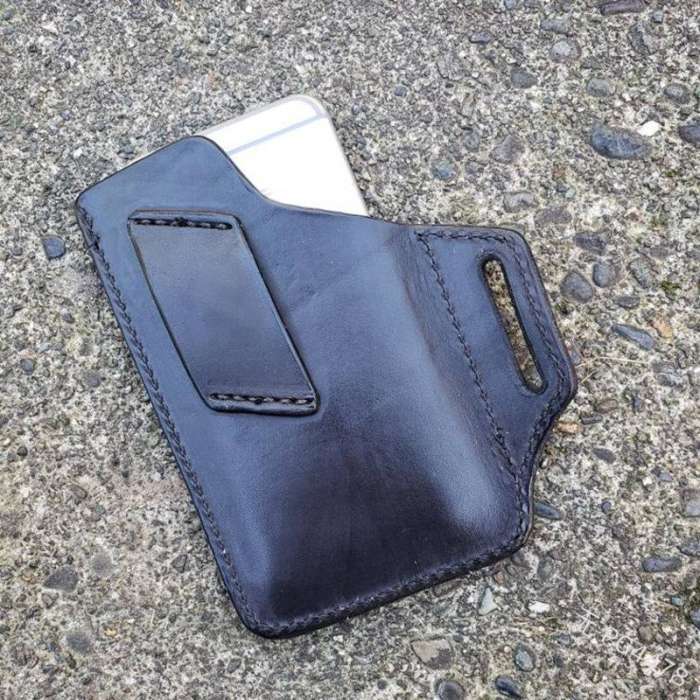Men EDC Genuine Leather Retro 6.3 Inch Phone Bag