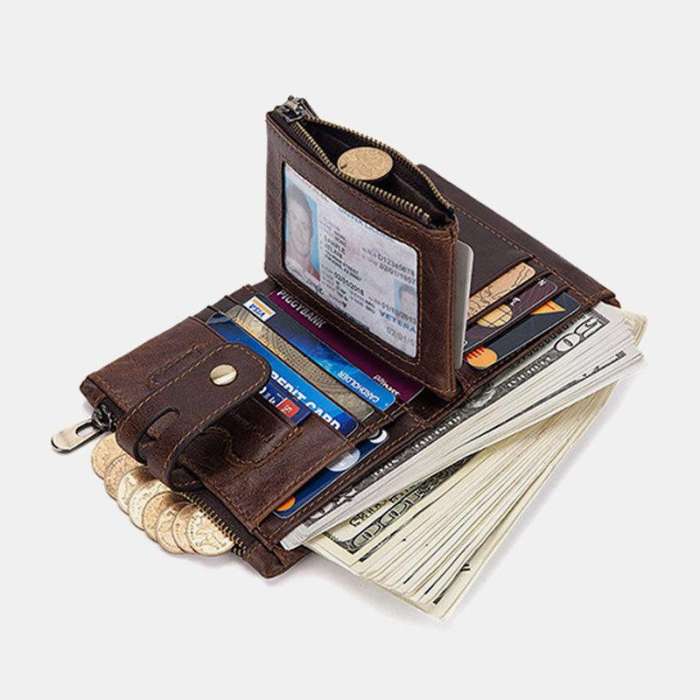 Men Genuine Leather RFID Wallet Card Holder