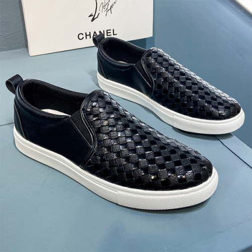 Flat Casual Low-top Black Leather Shoes