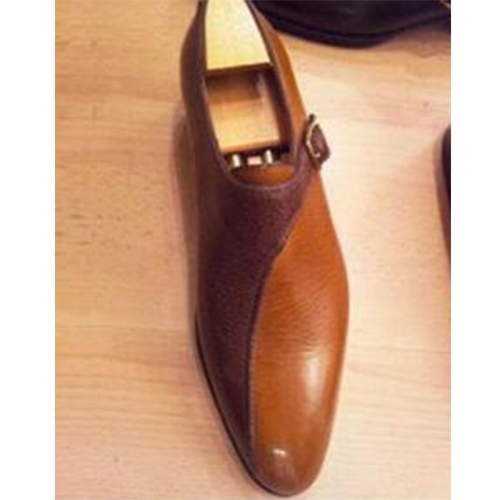 Colorblock Belt Buckle Flat Men's Shoes Pointed Toe Shoes