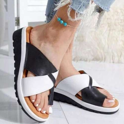 Women's PU Wedge Heel Sandals Platform Wedges Peep Toe Slippers