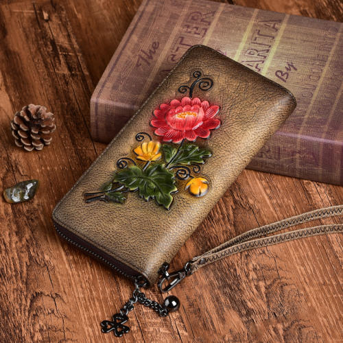 Vegetable Tanned Leather Hand-polished Long Retro Wallet