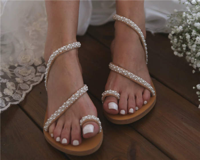 Women Summer Handmade Flip Flops Beach Wedding Sandals