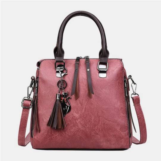 Women Tassel Solid Vintage Handbag Crossbody Bag