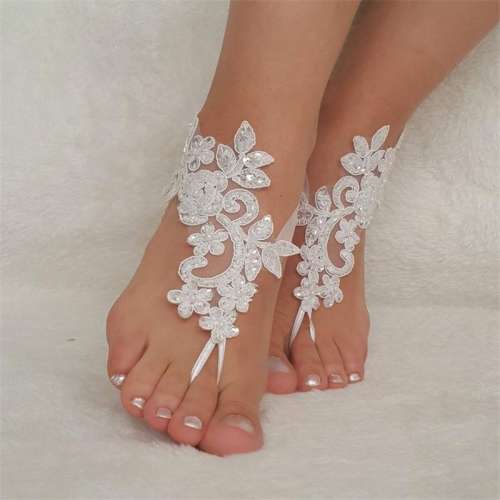 1 Pair Bridal Anklets Sequins Lace Wedding Decor Chain Elegant Beads Foot Chain