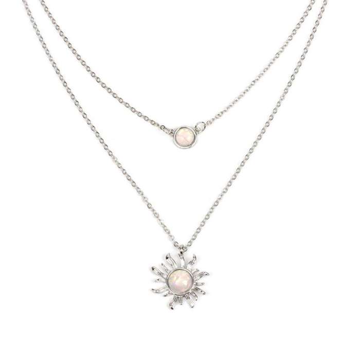 Fashion Opal Sunflower Multilayer Necklaces