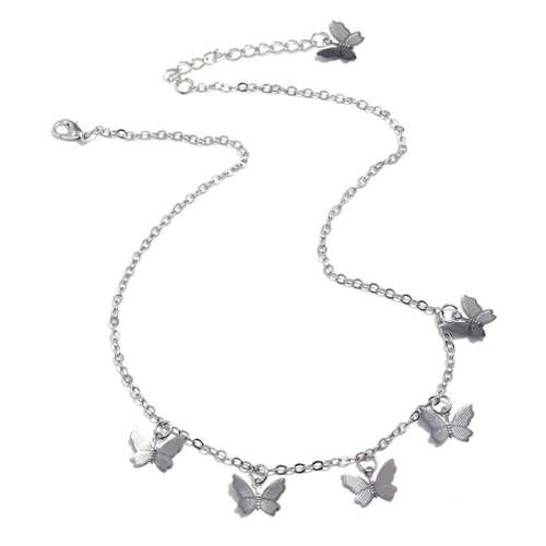Women Fashion Simple Alloy Five Butterfly One Size Necklaces