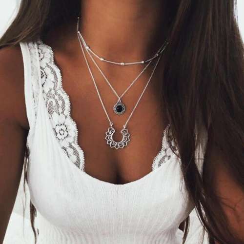Lotus multi-layer necklace