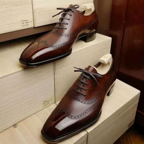Handmade Men Brown Brogue Toe Formal Dress Shoes