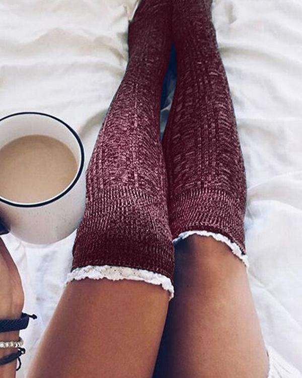Over Knee Long Thigh High Lace Socks