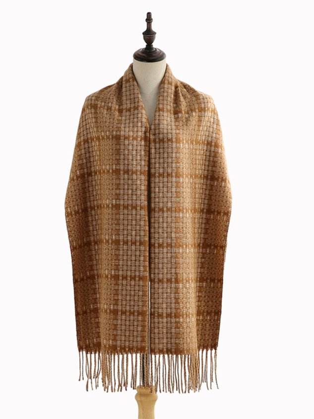Cashmere Casual Plaid Fringed Scarf