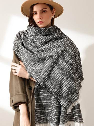 Cashmere Casual Plaid Fringed Scarf