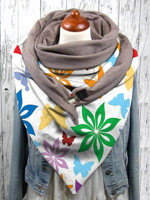 Geometric Butterfly Printed Multicolor  Scarves & Shawls