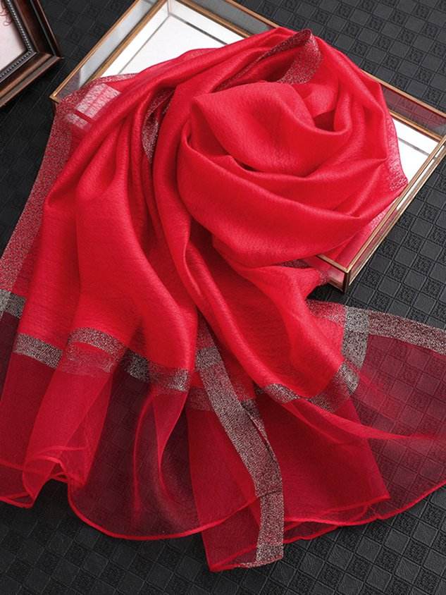 Daily Solid Casual Long Plain Women Spring Fall Silk Scarf