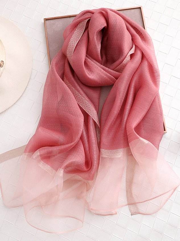 Daily Solid Casual Long Plain Women Spring Fall Silk Scarf