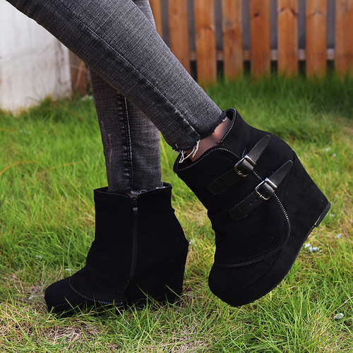 Female Booties With Wedge Heels Platform Boots