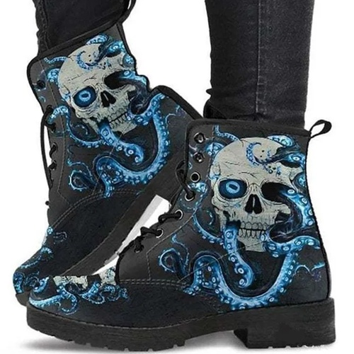 Personalized Skull Print Martin Boots