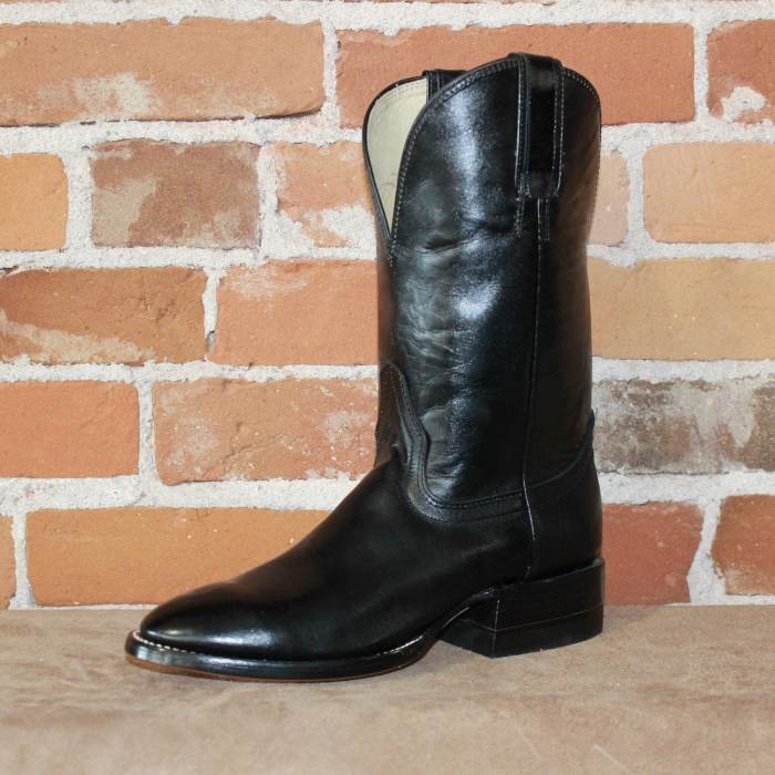 Men's 11  Calf Leather Boot in Black W/White Stitching