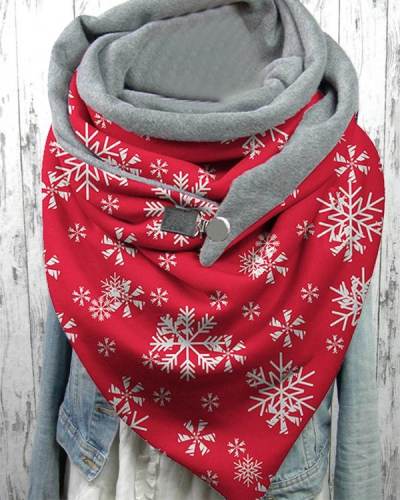 Women Shawl Casual Winter Scarf Christmas Scarves with Button