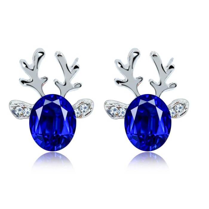 Luxury Three-Dimensional Crystal Gemstone Christmas Antler Earrings
