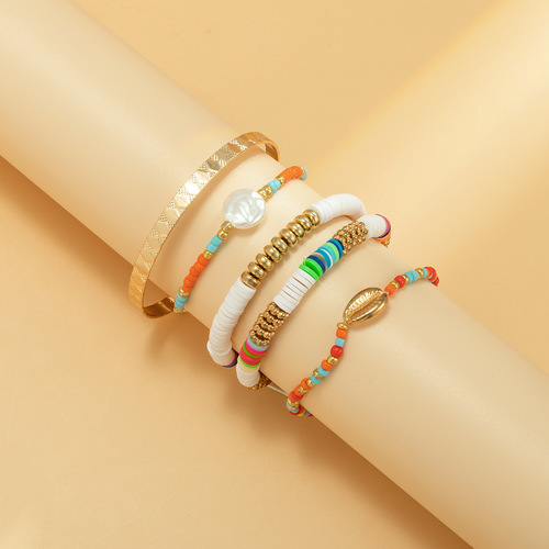 Ethnic Style Pearl Shell Braided Bracelet Set