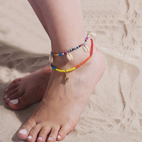 Bohemian Rice Beads Beach Shell Anklet