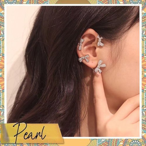 Full diamond bow ear clip ears