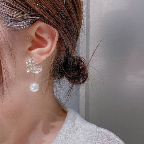 Love Pearl Pendant Earrings