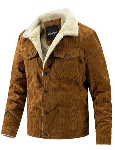 men's Plush jacket fashion warm casual coat