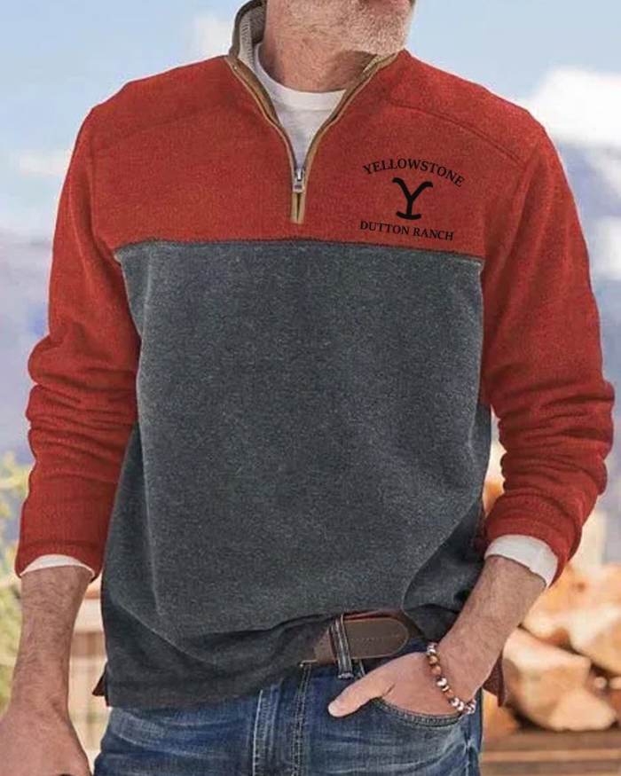 fashion stitching casual stand collar Sweatshirt sweater