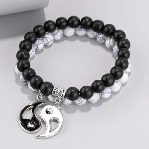 Yin & Yang Decor Beaded Matching Couple Bracelet
