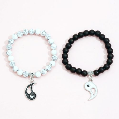 Yin & Yang Decor Beaded Matching Couple Bracelet