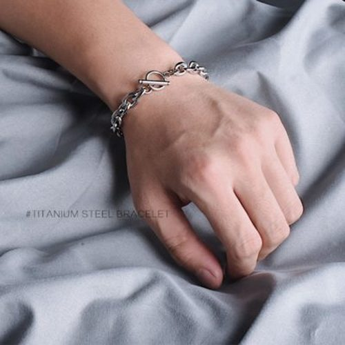 Silver Titanium Steel Matching Couples Bracelets