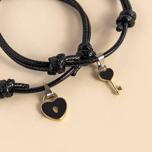 Heart Key Lock Charm String Couple Bracelet