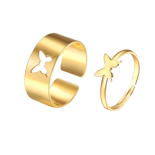 Vintage Butterfly Rings For Women Men Lover Couple Ring Set