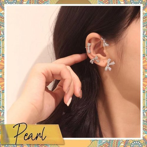Full diamond bow ear clip ears