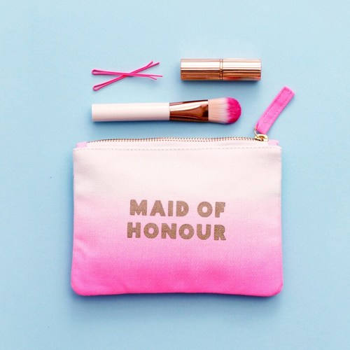 Maid of Honour Pouch - Bridesmaid Gift - Bridal Party gift - Bridesmaid Clutch - Wedding Makeup Bag- Ombre Maid of Honour - Alphabet Bags