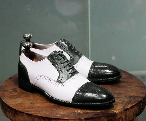 Men's Handmade Leather Lace Up Cap Toe Style Dress & Casual Wear Shoes