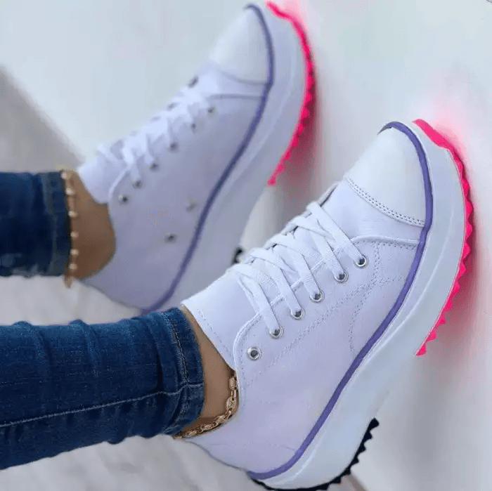 🎁BIG SALE 60% OFF🎁Women's Fashion Canvas Color-Blocking Lace-up Platform Heel Sneakers