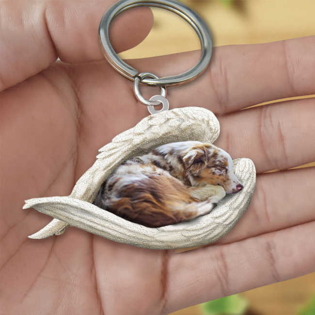 Australian shepherd Sleeping Angel Acrylic Keychain | Shop Now