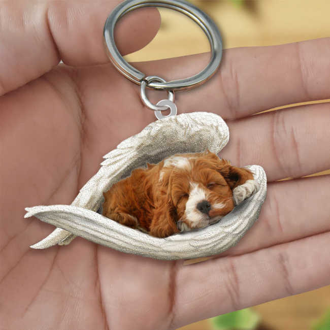 Cockapoo Sleeping Angel Acrylic Keychain | Shop Now